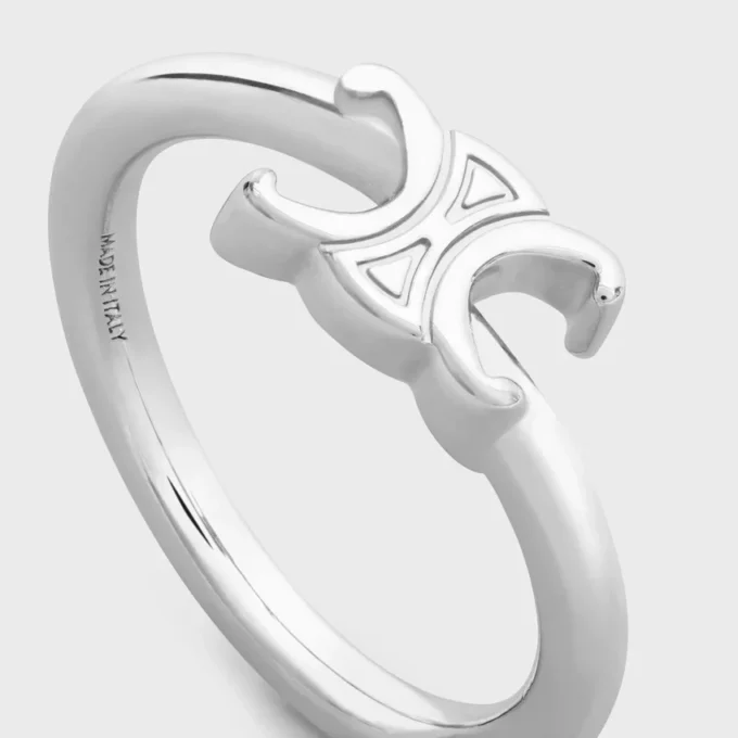 Bague asymétrique Triomphe en laiton avec finition rhodiée Bague asymétrique Triomphe en laiton avec finition rhodiée