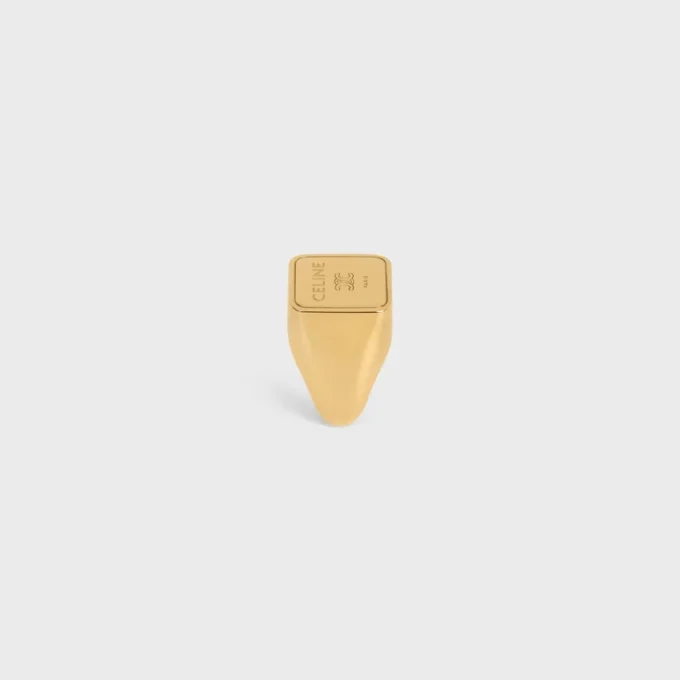 Bague cachet carrée Triomphe en laiton avec finition dorée Bague cachet carrée Triomphe en laiton avec finition dorée
