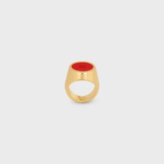 Bague chevalière Triomphe en vernis et laiton avec finition dorée