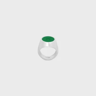 Bague chevalière Triomphe en vernis et laiton avec finition rhodiée