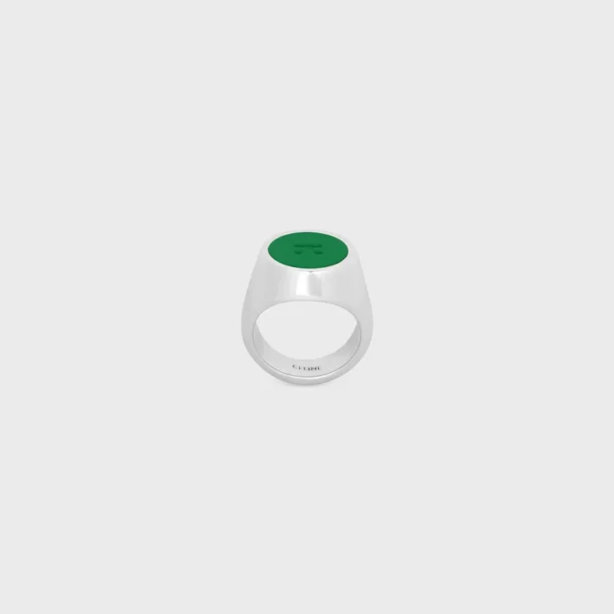 Bague chevalière Triomphe en vernis et laiton avec finition rhodiée Bague chevalière Triomphe en vernis et laiton avec finition rhodiée