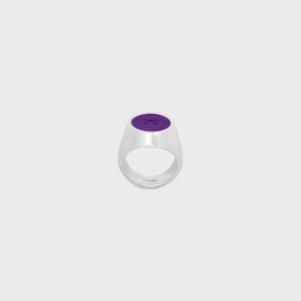 Bague chevalière Triomphe en vernis et laiton avec finition rhodiée