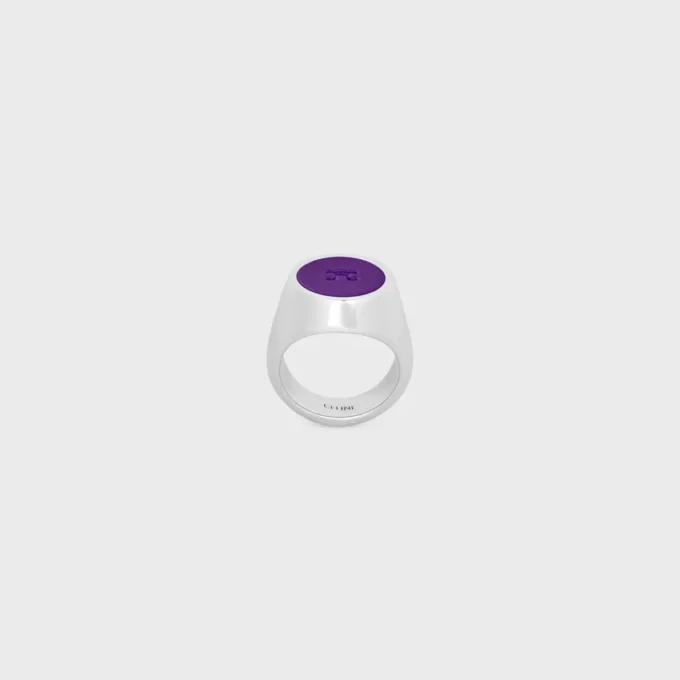 Bague chevalière Triomphe en vernis et laiton avec finition rhodiée Bague chevalière Triomphe en vernis et laiton avec finition rhodiée