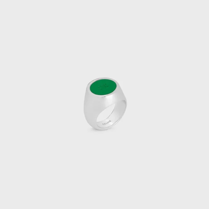Bague chevalière Triomphe en vernis et laiton avec finition rhodiée Bague chevalière Triomphe en vernis et laiton avec finition rhodiée