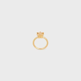 Bague solitaire Triomphe Sparkle en strass et laiton avec finition dorée