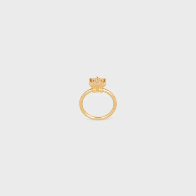 Bague solitaire Triomphe Sparkle en strass et laiton avec finition dorée Bague solitaire Triomphe Sparkle en strass et laiton avec finition dorée