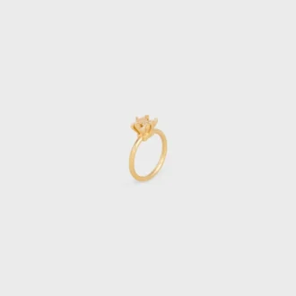 Bague solitaire Triomphe Sparkle en strass et laiton avec finition dorée