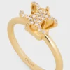 Bague solitaire Triomphe Sparkle en strass et laiton avec finition dorée Bague solitaire Triomphe Sparkle en strass et laiton avec finition dorée