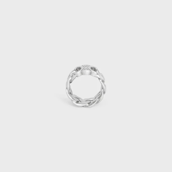 Bague Triomphe Gourmette en laiton avec finition rhodiée Bague Triomphe Gourmette en laiton avec finition rhodiée