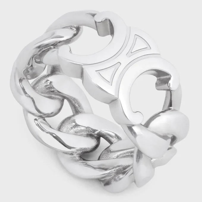 Bague Triomphe Gourmette en laiton avec finition rhodiée Bague Triomphe Gourmette en laiton avec finition rhodiée