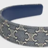Bandeau CELINE Jacquard Triomphe en coton, polyamide, polyester et cuir de veau