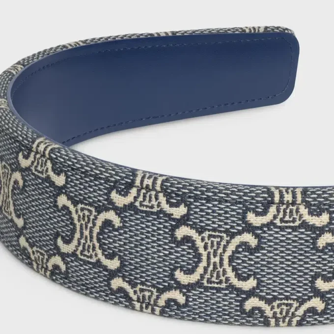 Bandeau CELINE Jacquard Triomphe en coton, polyamide, polyester et cuir de veau