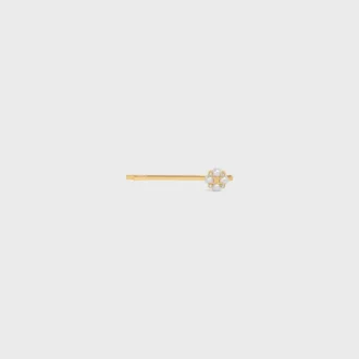 Barrette CELINE en laiton avec finition dorée et perles en résine