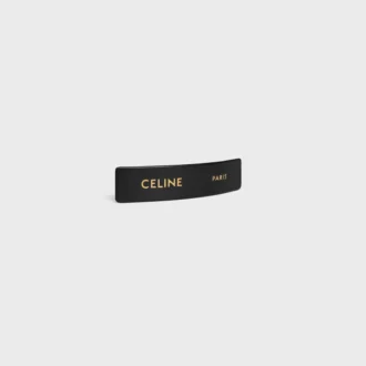 Barrette CELINE Paris en cuir d&rsquo;agneau, laiton avec finition dorée et acier