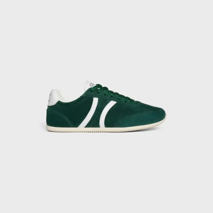 Baskets à lacets basses CELINE Jogger avec motif Triomphe en cuir de veau suédé et cuir de veau