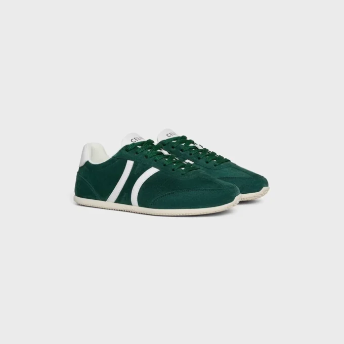 Baskets à lacets basses CELINE Jogger avec motif Triomphe en cuir de veau suédé et cuir de veau