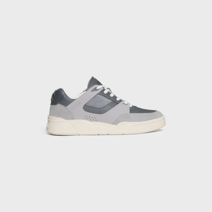 Baskets à lacets basses CELINE Trainer Ct-09 en cuir de veau suédé, cuir de veau et mesh Baskets à lacets basses CELINE Trainer Ct-09 en cuir de veau suédé, cuir de veau et mesh