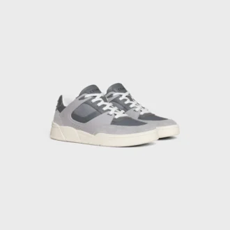 Baskets à lacets basses CELINE Trainer Ct-09 en cuir de veau suédé, cuir de veau et mesh