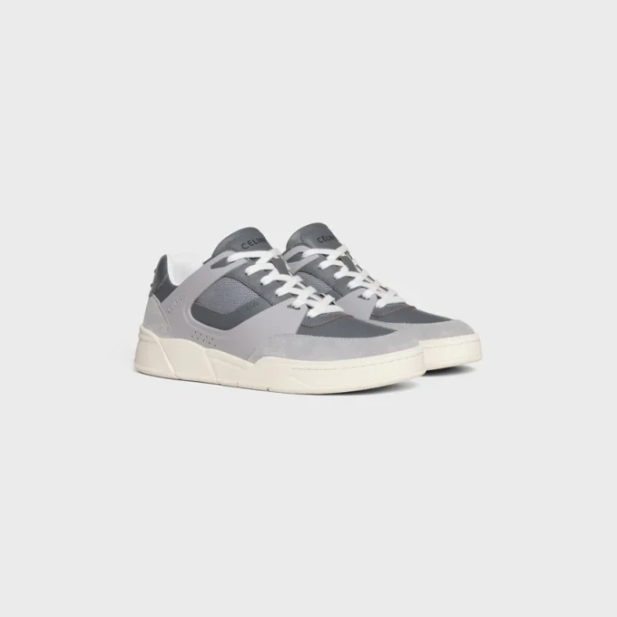 Baskets à lacets basses CELINE Trainer Ct-09 en cuir de veau suédé, cuir de veau et mesh Baskets à lacets basses CELINE Trainer Ct-09 en cuir de veau suédé, cuir de veau et mesh