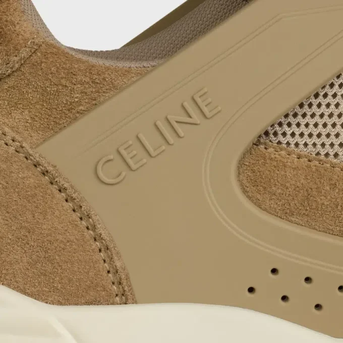 Baskets à lacets basses CELINE Trainer Ct-09 en cuir de veau suédé et mesh Baskets à lacets basses CELINE Trainer Ct-09 en cuir de veau suédé et mesh
