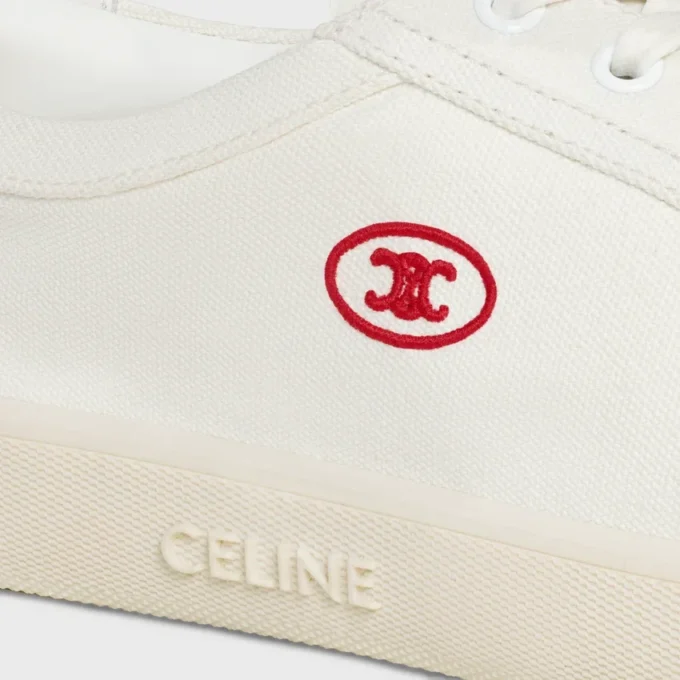Baskets à lacets CELINE Lou Low avec logo Triomphe en toile et cuir de veau