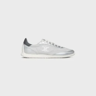 Baskets Racer en nylon, cuir de veau laminé et cuir de veau