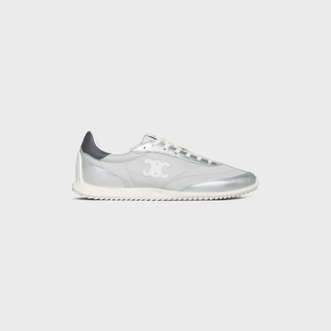 Baskets Racer en nylon, cuir de veau laminé et cuir de veau