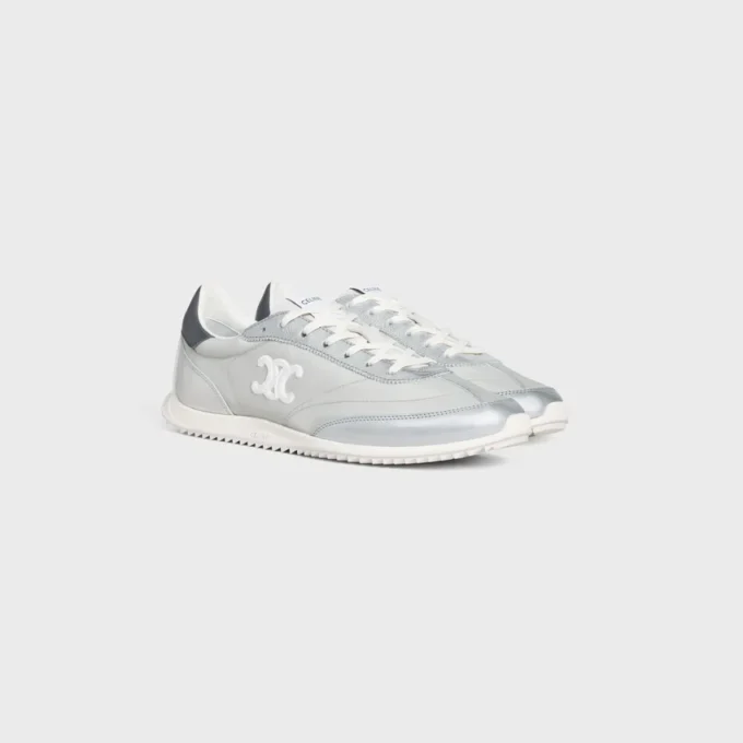 Baskets Racer en nylon, cuir de veau laminé et cuir de veau