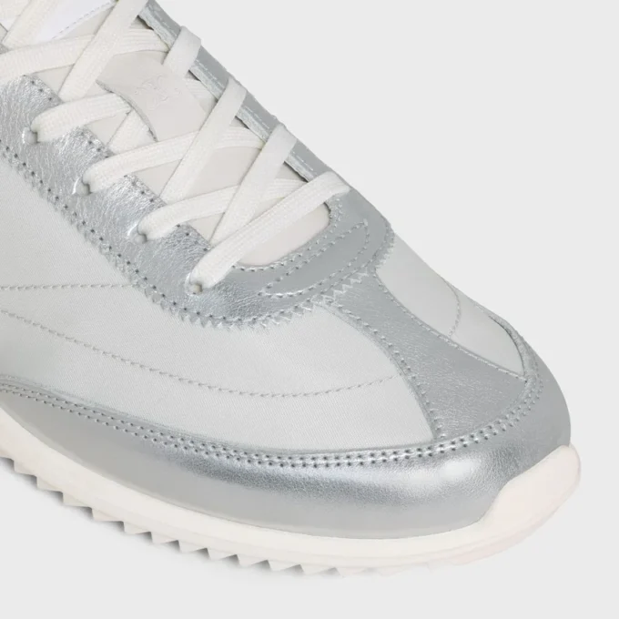 Baskets Racer en nylon, cuir de veau laminé et cuir de veau
