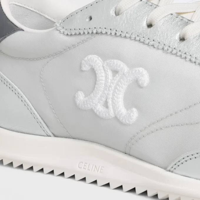 Baskets Racer en nylon, cuir de veau laminé et cuir de veau