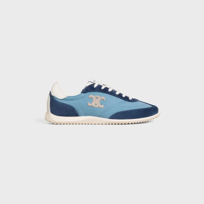Baskets Racer en nylon, cuir de veau suédé et cuir de veau