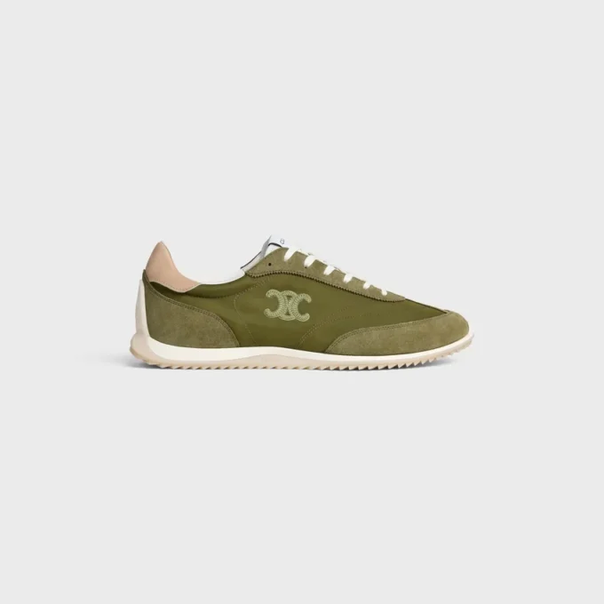 Baskets Racer en nylon, cuir de veau suédé et cuir de veau