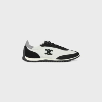 Baskets Racer en nylon, cuir de veau suédé et cuir de veau