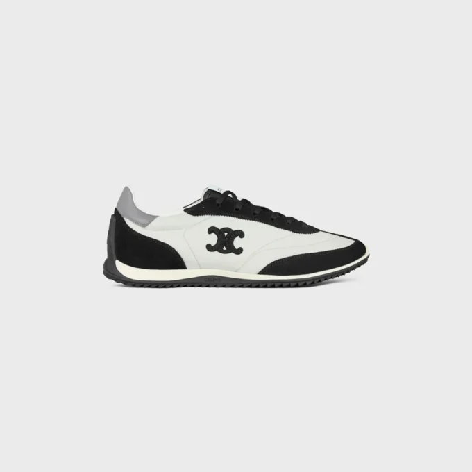 Baskets Racer en nylon, cuir de veau suédé et cuir de veau