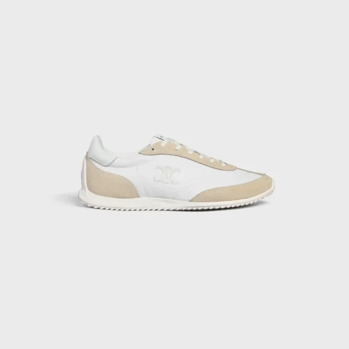 Baskets Racer en nylon, cuir de veau suédé et cuir de veau