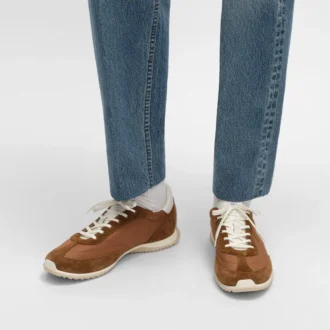 Baskets Racer en nylon, cuir de veau suédé et cuir de veau