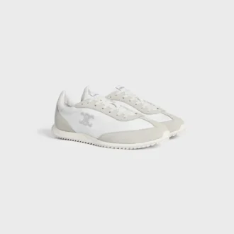 Baskets Racer en nylon, cuir de veau suédé et cuir de veau