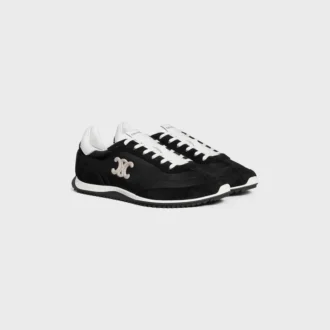 Baskets Racer en nylon, cuir de veau suédé et cuir de veau