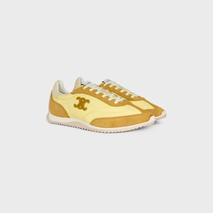 Baskets Racer en nylon, cuir de veau suédé et cuir de veau