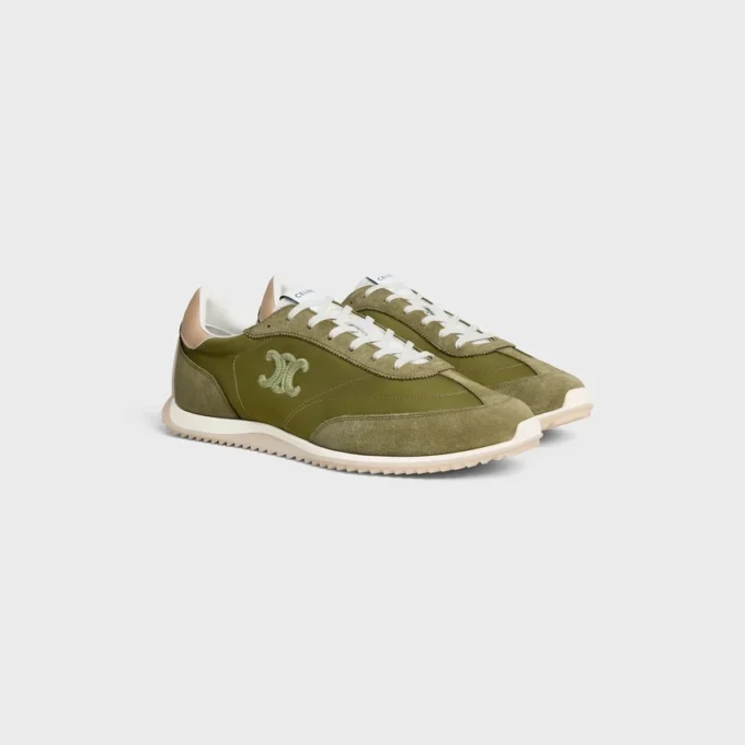 Baskets Racer en nylon, cuir de veau suédé et cuir de veau