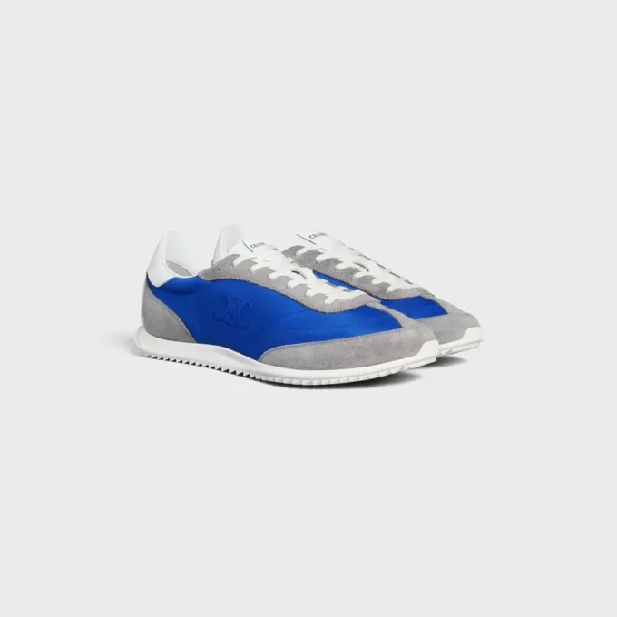 Baskets Racer en nylon, cuir de veau suédé et cuir de veau