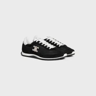 Baskets Racer en nylon, cuir de veau suédé et cuir de veau