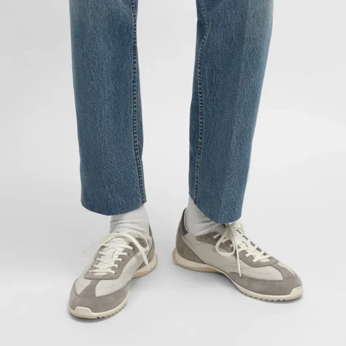 Baskets Racer en nylon, cuir de veau suédé et cuir de veau
