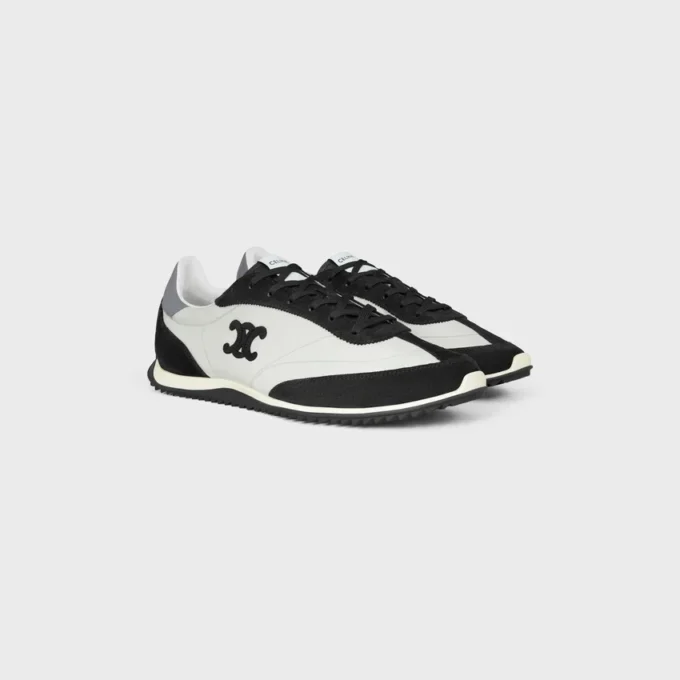 Baskets Racer en nylon, cuir de veau suédé et cuir de veau
