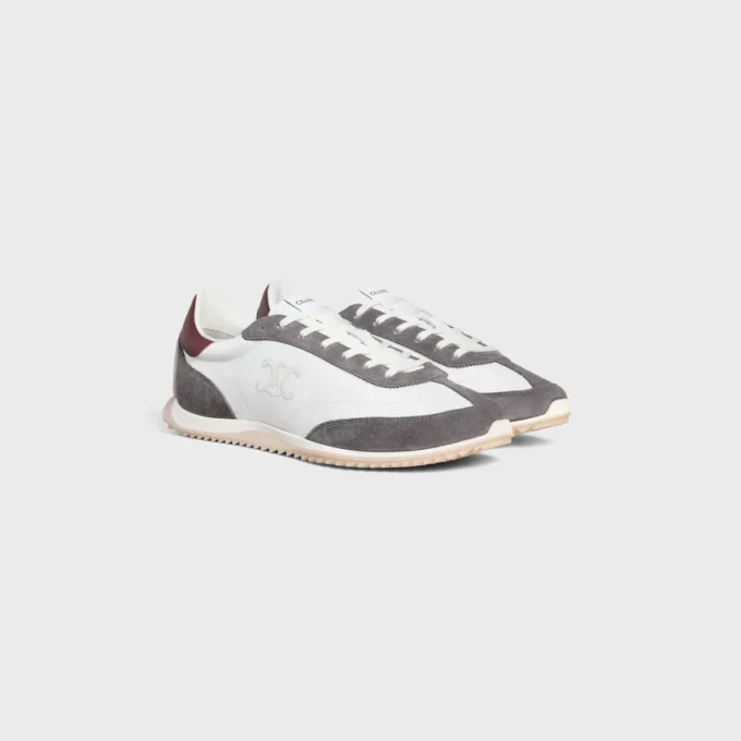 Baskets Racer en nylon, cuir de veau suédé et cuir de veau