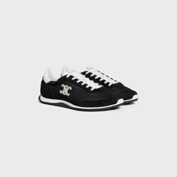 Baskets Racer en nylon, cuir de veau suédé et cuir de veau