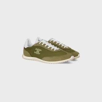 Baskets Racer en nylon, cuir de veau suédé et cuir de veau