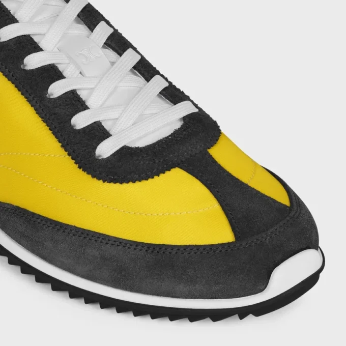 Baskets Racer en nylon, cuir de veau suédé et cuir de veau