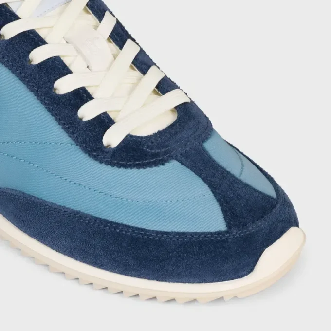 Baskets Racer en nylon, cuir de veau suédé et cuir de veau