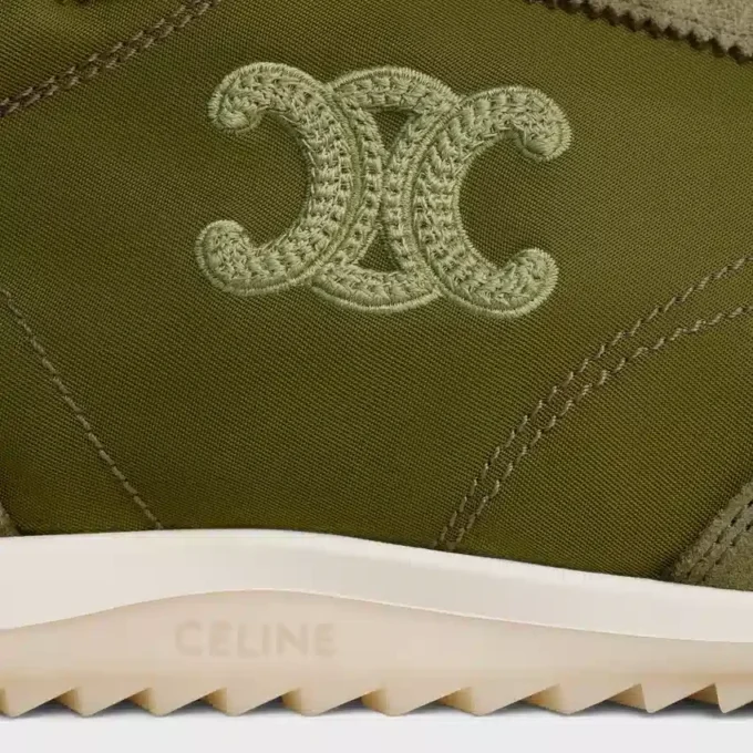 Baskets Racer en nylon, cuir de veau suédé et cuir de veau
